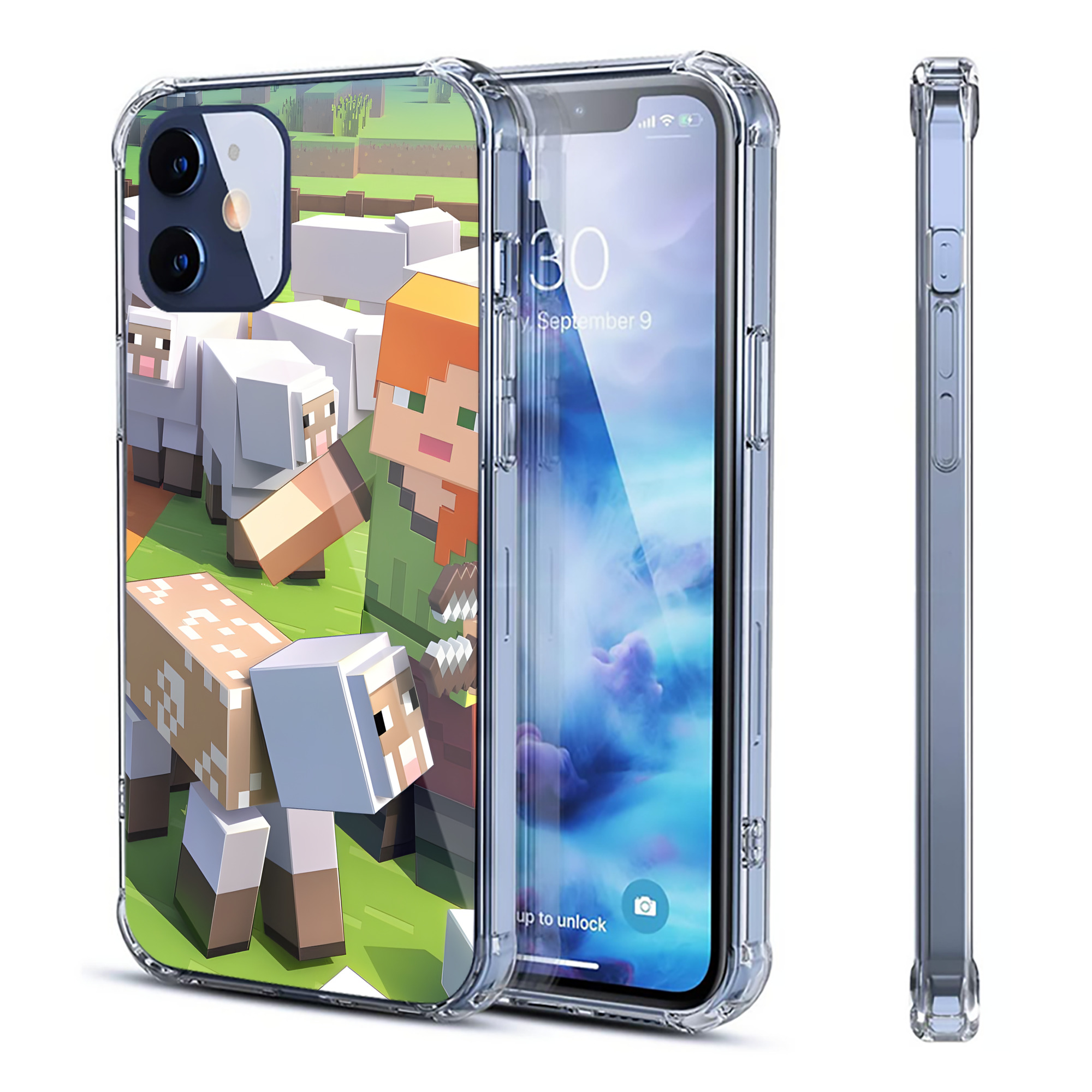 （画像用） マインクラフト ブロックの世界 Minecraft MC Block world 【iPhone 12シリーズ対応】透明スマホケース（クリアソフトケース）